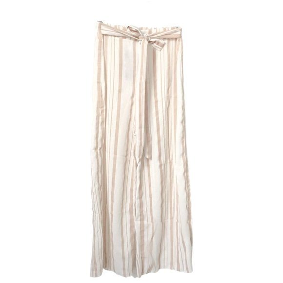 Beach Trouser Tan/Ivory Stripe Linen Look - Picture 3 of 4